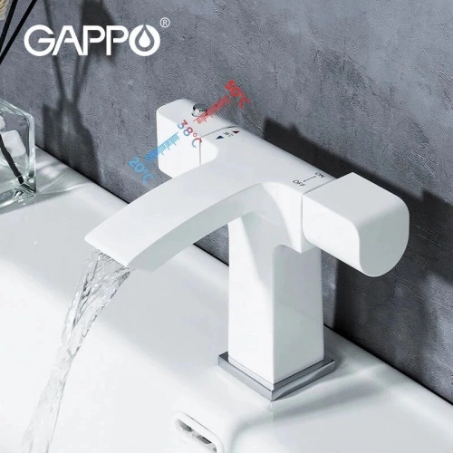 Змішувач для умивальника GAPPO G1007-50, білий/хром Фото - 2