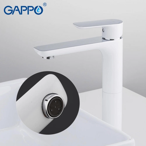Змішувач для умивальника GAPPO G1048-2, білий/хром Фото - 2