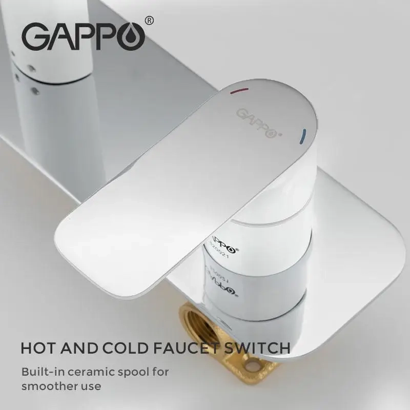 Змішувач для умивальника GAPPO G1048-22, білий/хром Фото - 2