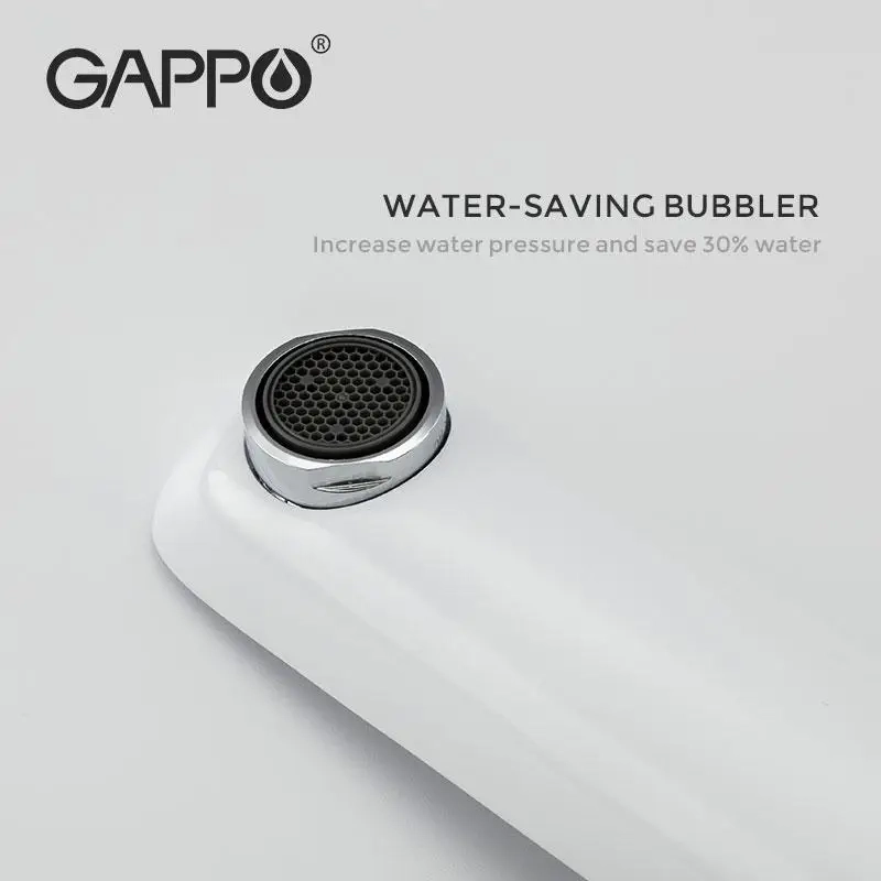 Змішувач для умивальника GAPPO G1048-22, білий/хром Фото - 4