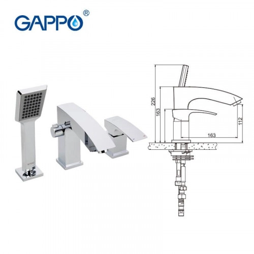 Змішувач для ванни на борт GAPPO G1107, хром Фото - 1