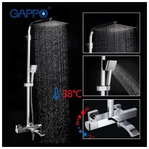 Душевая система с термостатом GAPPO G2407-40, излив - переключатель на лейку, хром Фото - 1