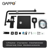 Душевая система GAPPO G2417-6, излив - переключатель на лейку, черный Фото - 5
