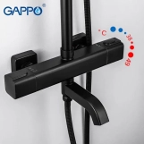 Душова система з термостатом GAPPO G24791-6, 3-функціональна лійка, чорний Фото - 2