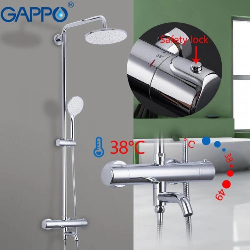 Душова система з термостатом GAPPO G2490, вилив - перемикач на лійку, хром Фото - 3