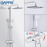 Душова система з термостатом GAPPO G2491, вилив - перемикач на лійку, хром Фото - 1