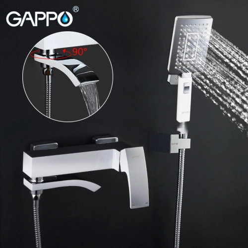 Змішувач для ванни GAPPO G3207-8, білий/хром Фото - 1