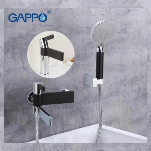 Змішувач для ванни GAPPO G3281, чорний хром Фото - 1