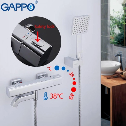 Змішувач для ванни GAPPO G3291 термостат, хром Фото - 1