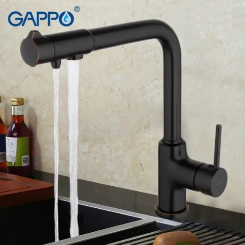 Смеситель для кухни GAPPO G4390-10 с подключением фильтра питьевой воды, черный Фото - 2