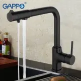 Смеситель для кухни GAPPO G4390-10 с подключением фильтра питьевой воды, черный Фото - 2
