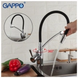 Смеситель для кухни на две воды GAPPO G4398-11 с гибким изливом, черный/хром Фото - 1