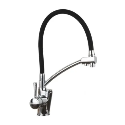 Смеситель для кухни на две воды GAPPO G4398-11 с гибким изливом, черный/хром