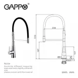 Змішувач з гнучким виливом для кухні GAPPO G4398-15, 2 режими, чорний/хром Фото - 6