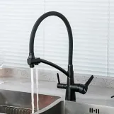 Смеситель для кухни на две воды GAPPO G4398-16 с гибким изливом, черный Фото - 2