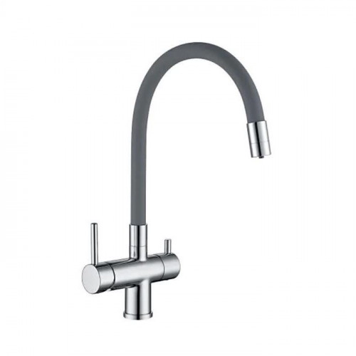 Смеситель для кухни на две воды GAPPO G4398-30 с гибким изливом, серый/хром