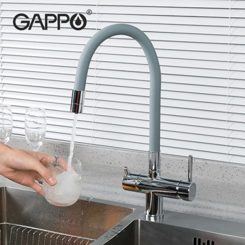 Смеситель для кухни на две воды GAPPO G4398-30 с гибким изливом, серый/хром Фото - 2