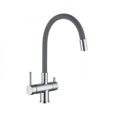 Смеситель для кухни на две воды GAPPO G4398-30 с гибким изливом, серый/хром