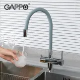 Змішувач для кухні на дві води GAPPO G4398-30 з гнучким виливом, сірий/хром Фото - 2