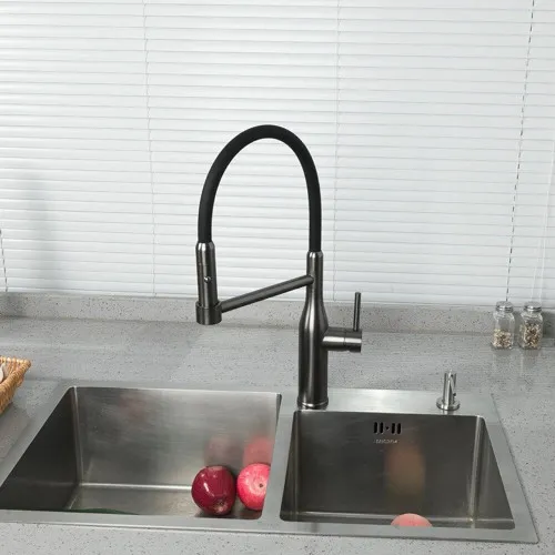 Змішувач для кухні GAPPO G4398-51 з гнучким виливом, 2 режими, чорний Фото - 1