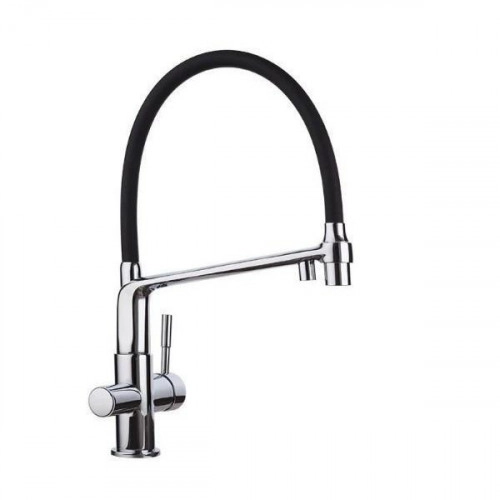 Смеситель для кухни на две воды GAPPO G4398-7 с гибким изливом, черный/хром