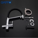 Смеситель для кухни на две воды GAPPO G4398-7 с гибким изливом, черный/хром Фото - 3