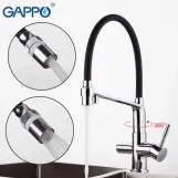 Змішувач для кухні на дві води GAPPO G4398-7 з гнучким виливом, чорний/хром Фото - 2