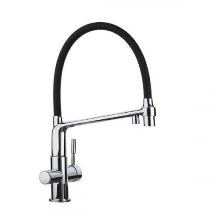 Смеситель для кухни на две воды GAPPO G4398-7 с гибким изливом, черный/хром