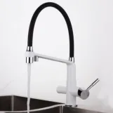 Смеситель для кухни на две воды GAPPO G4398-9 с гибким изливом, белый/черный Фото - 2