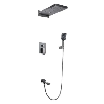 Душевая система скрытого монтажа GAPPO G7107-79 с верхним душем с изливом, графит