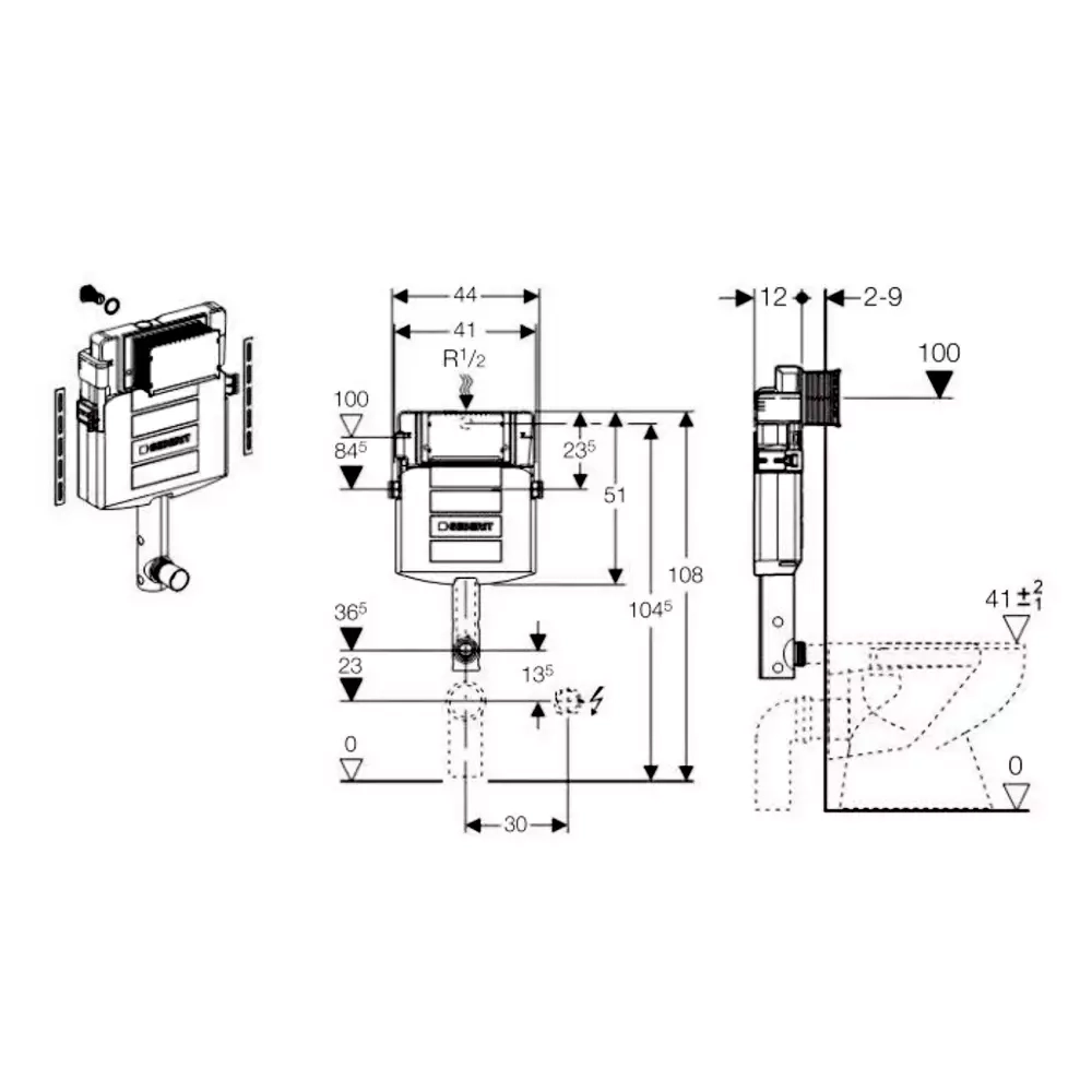 Бачок прихованого монтажу Geberit Sigma 109.300.00.5 Фото - 1