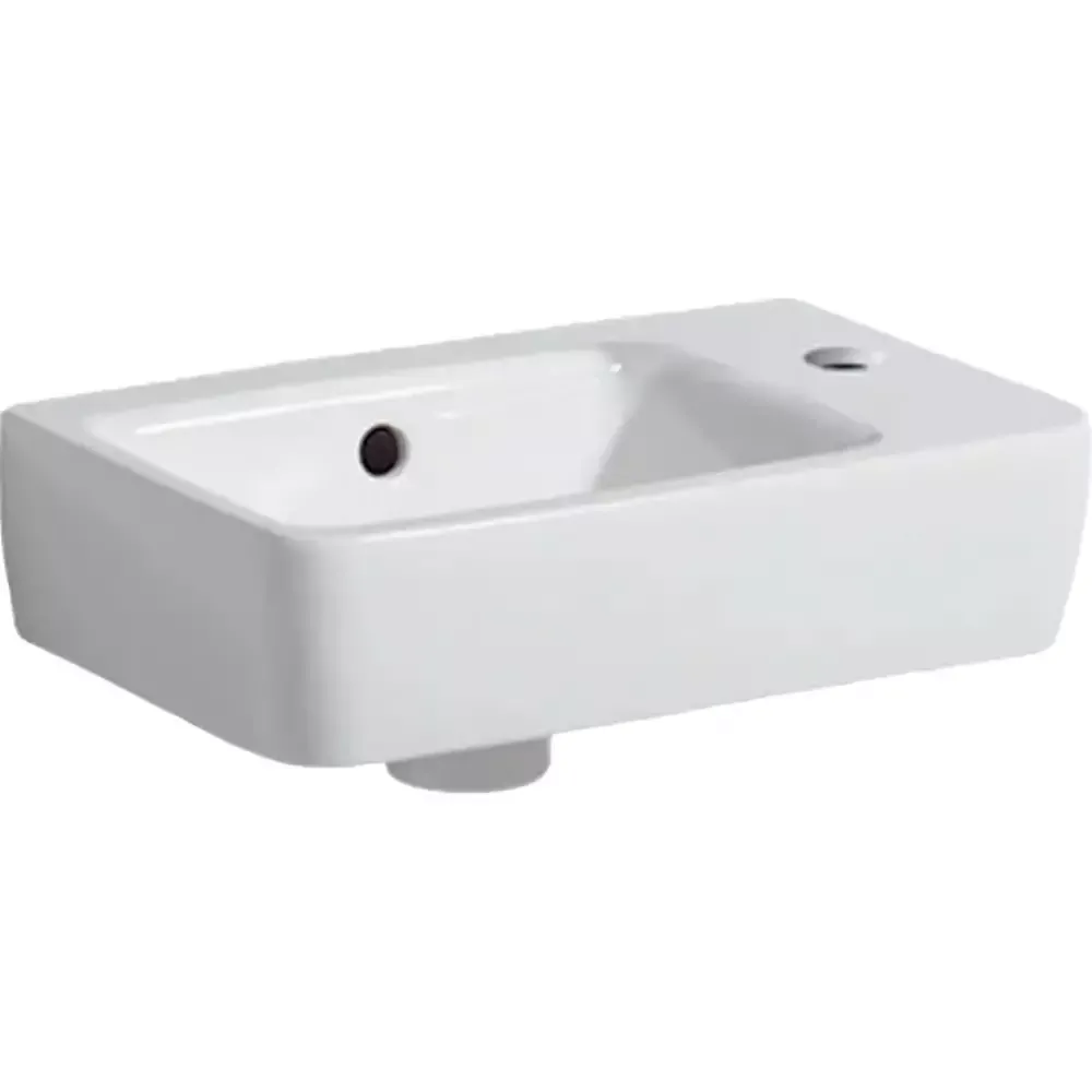 Раковина Geberit Selnova Compact зі скороченим вилітом 40см, отвір для змішувача справа, білий глянець (501.517.00.7)