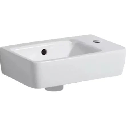Раковина Geberit Selnova Compact зі скороченим вилітом 40см, отвір для змішувача справа, білий глянець (501.517.00.7)