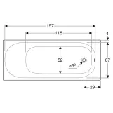 Ванна акриловая Geberit Soana 170х75 см, Slim rim, с ножками (554.014.01.01.1) Фото - 2