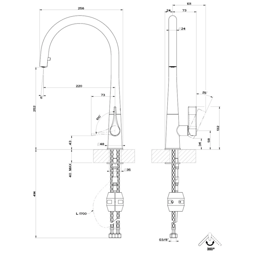Змішувач для кухні Gessi Proton, Chrome (17153031) Фото - 1