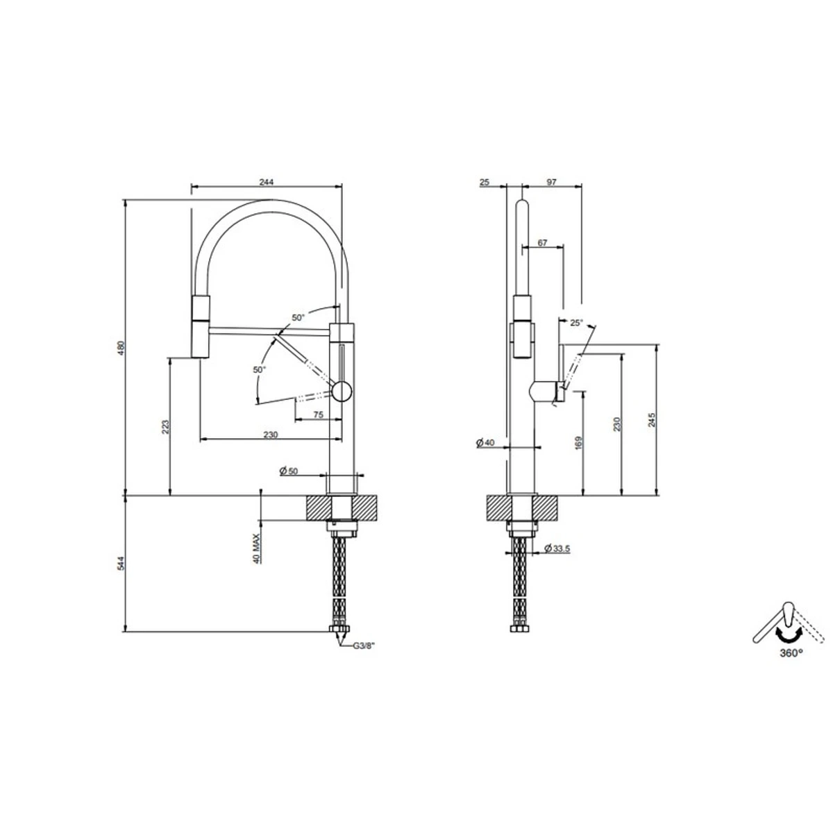 Змішувач для кухні Gessi 316, 708 Copper Brushed PVD (60010708) Фото - 1