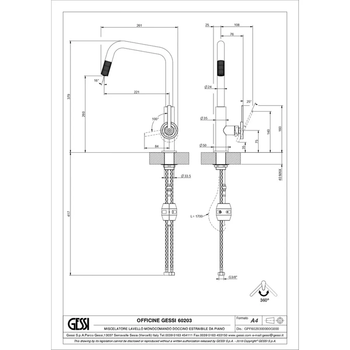 Смеситель для кухни Gessi Officine VOLANTINO, Finox (60203149) Фото - 1