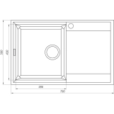 Гранітна мийка Globus Lux KOMO графіт 790х500мм-А0001 Фото - 4