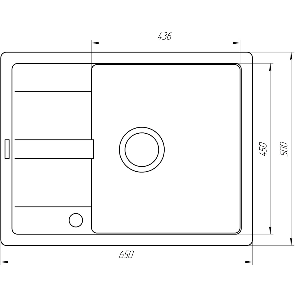 Гранітна мийка Globus Lux ONE графіт 650х500мм-А0001 Фото - 5