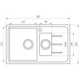 Гранитная мойка Globus Lux IZEO серый металлик 780x500мм-А0003 Фото - 4