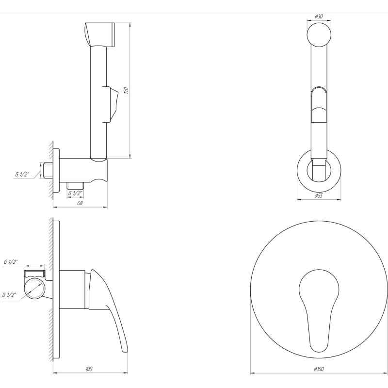 Змішувач гігієнічний Globus Lux Solly GLSO-0110 Фото - 1