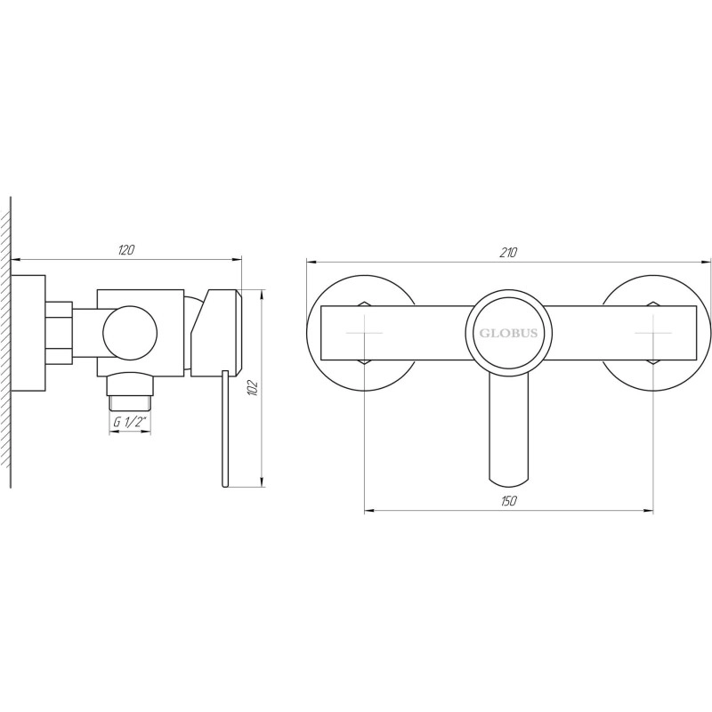Змішувач для душу Globus Lux WIEN SBT2-105 Фото - 1