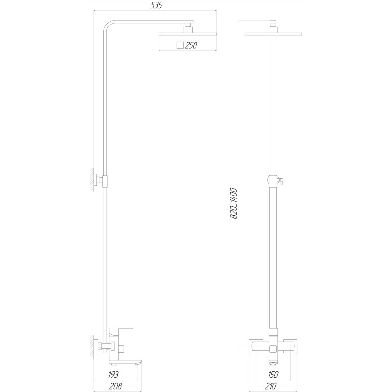 Душевая система Globus Lux SICILIA VAN-SBQ-SH-02 Фото - 1