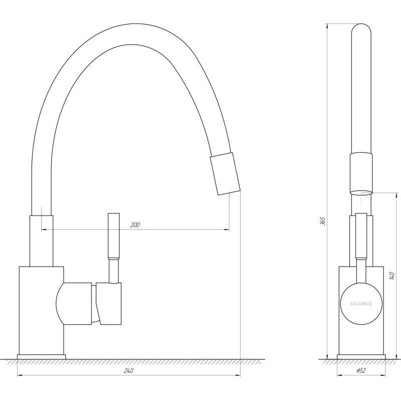 Змішувач для кухні Globus Lux LAZER GLLR-0203SG Фото - 1