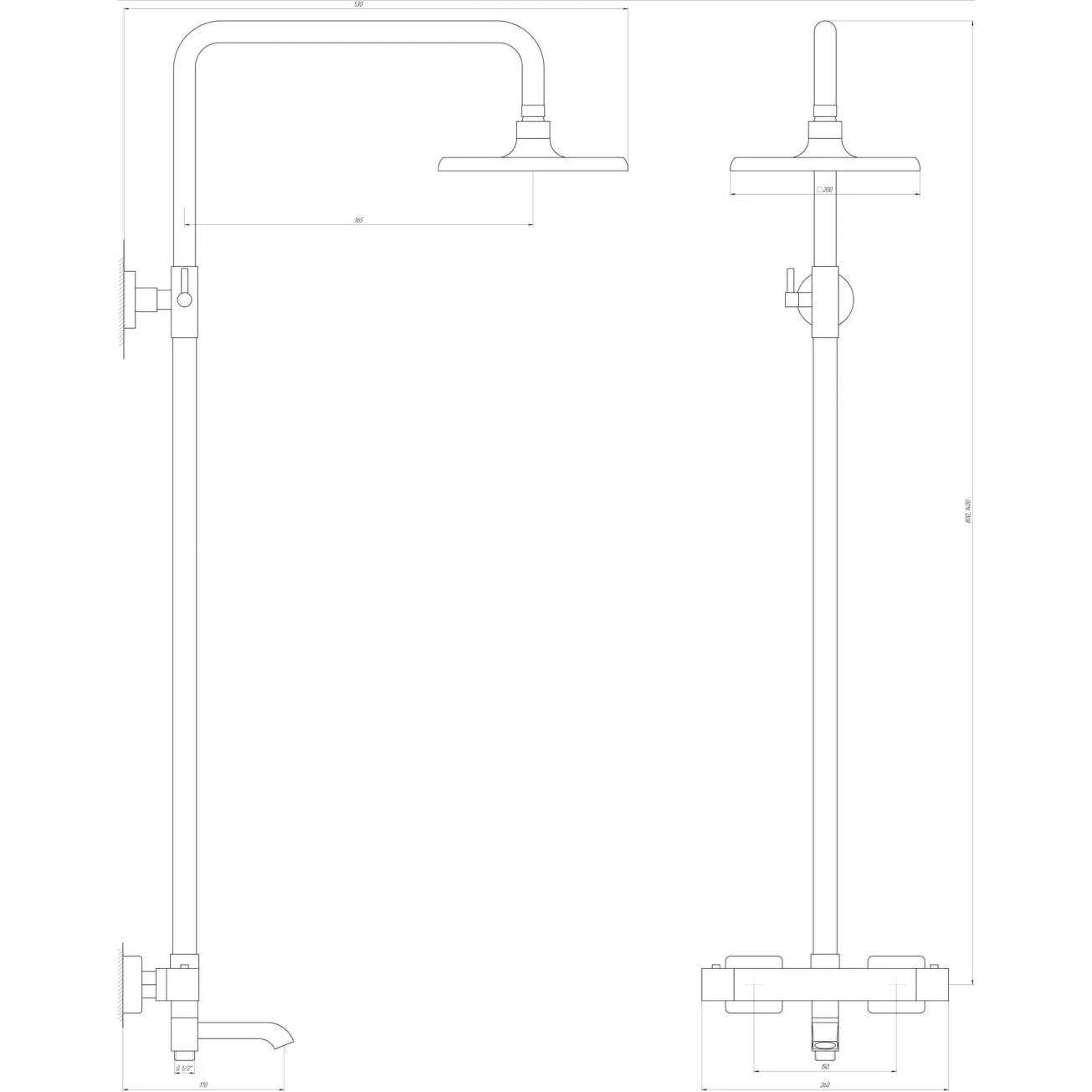 Душова система Globus Lux Termostatic R GLA-0041T-BB Фото - 4