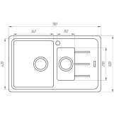 Гранітна мийка Globus Lux IZEO слонова кiстка 780х500мм Фото - 4