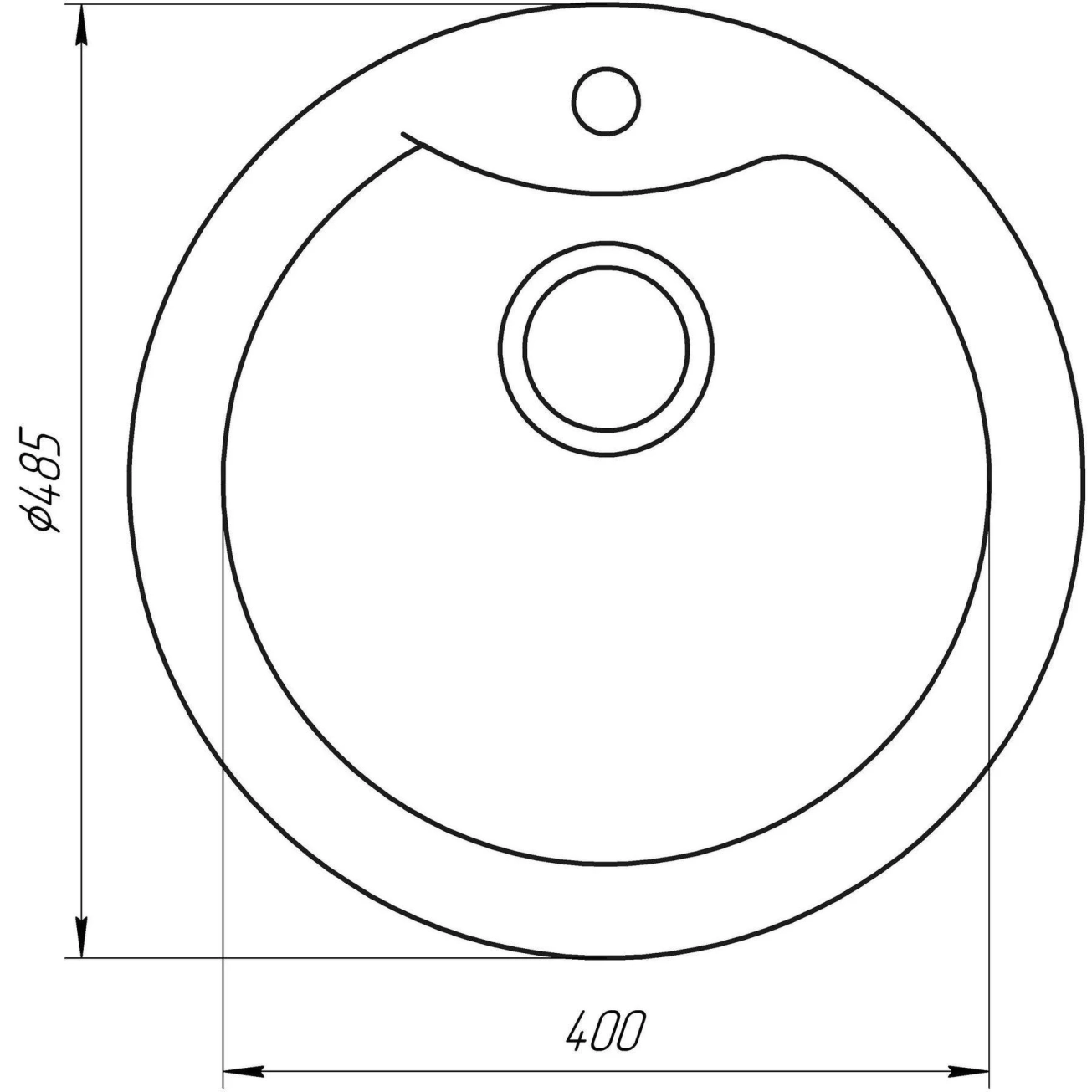 Гранитная мойка Globus Lux ORTA миндаль 485мм-А0008 Фото - 3