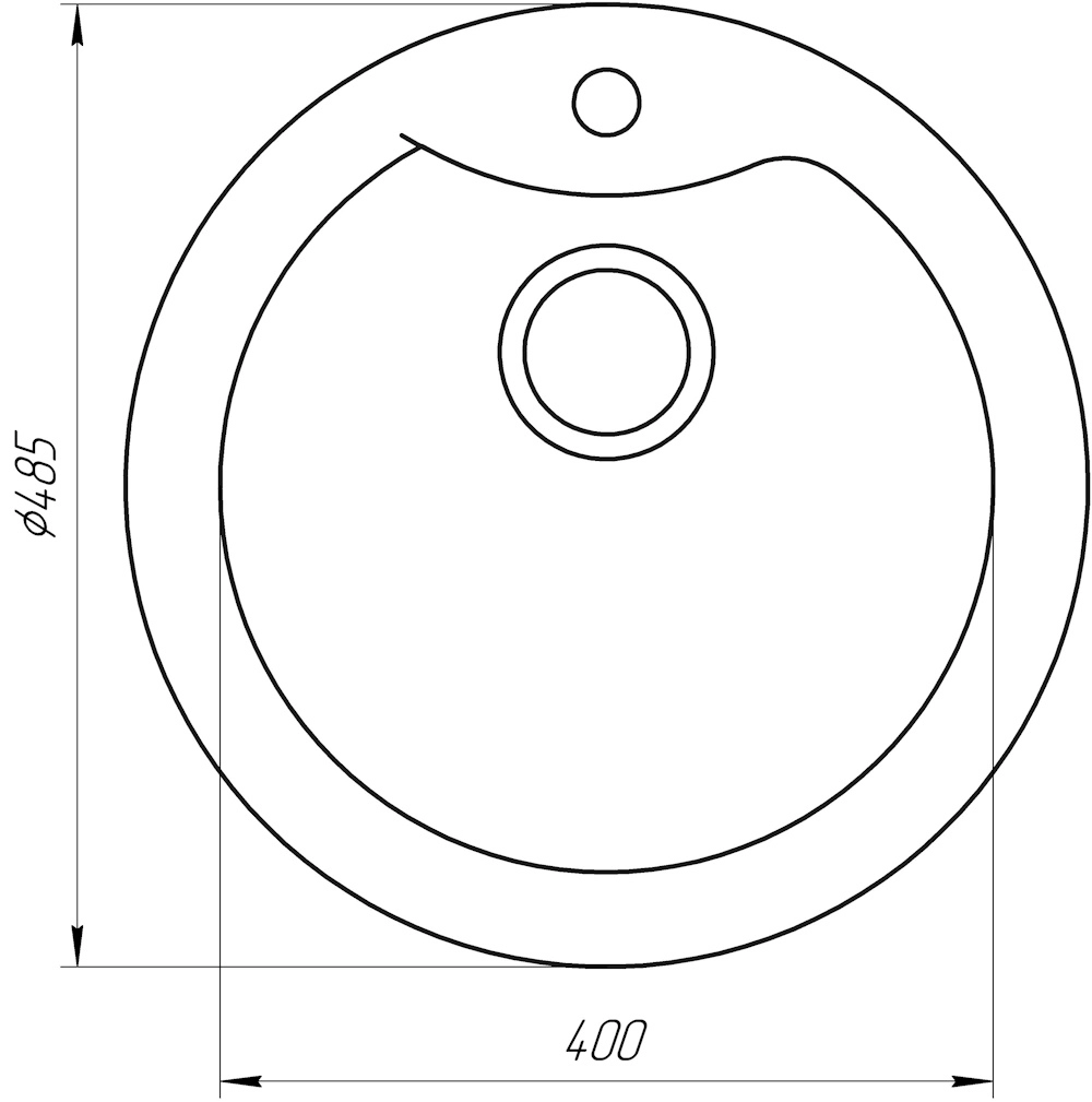 Гранитная мойка Globus Lux ORTA черный 485мм-А0002 Фото - 3
