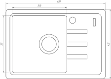 Гранитная мойка Globus Lux MONO серый металлик 620х435мм-А0003 Фото - 2