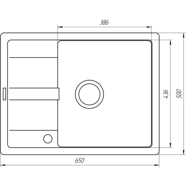 Гранітна мийка Globus Lux ONE піщаний 650х500мм-А0004 Фото - 3